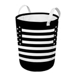 Black American Flag Print Round Laundry Basket