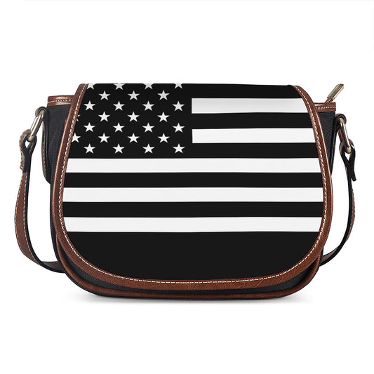 Black American Flag Print Saddle Bag
