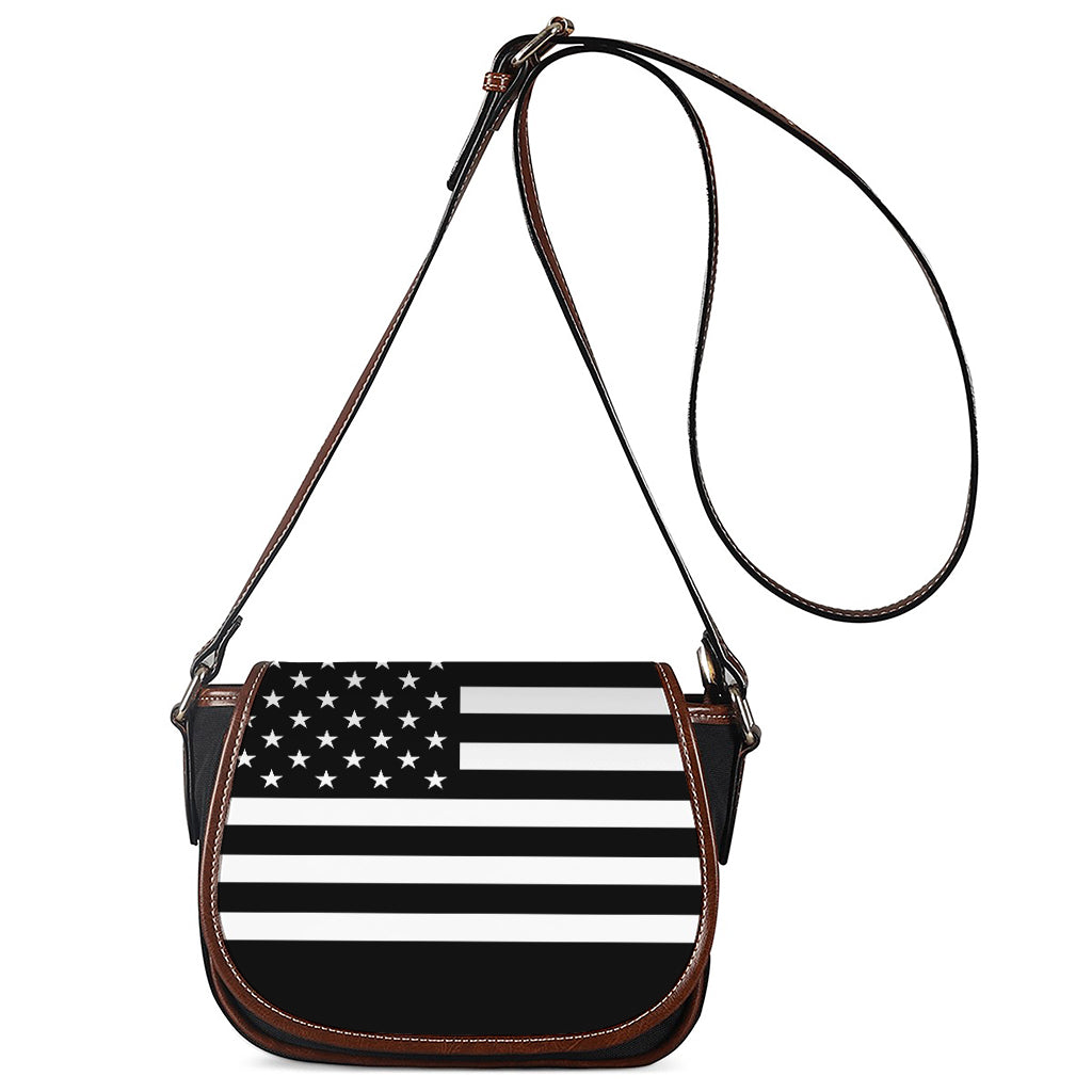 Black American Flag Print Saddle Bag