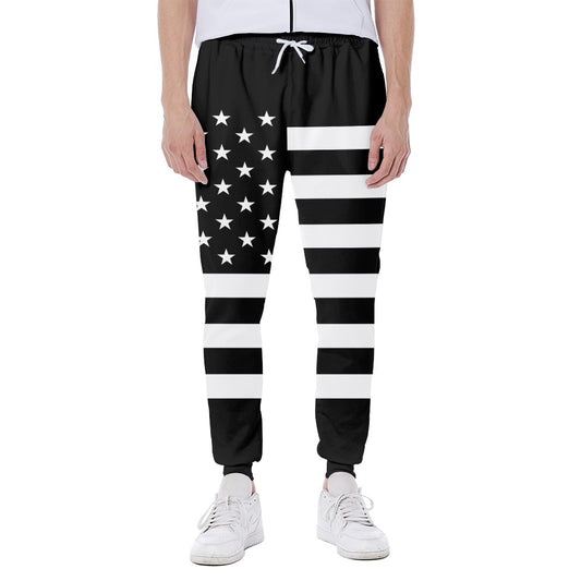 Black American Flag Print Scuba Joggers