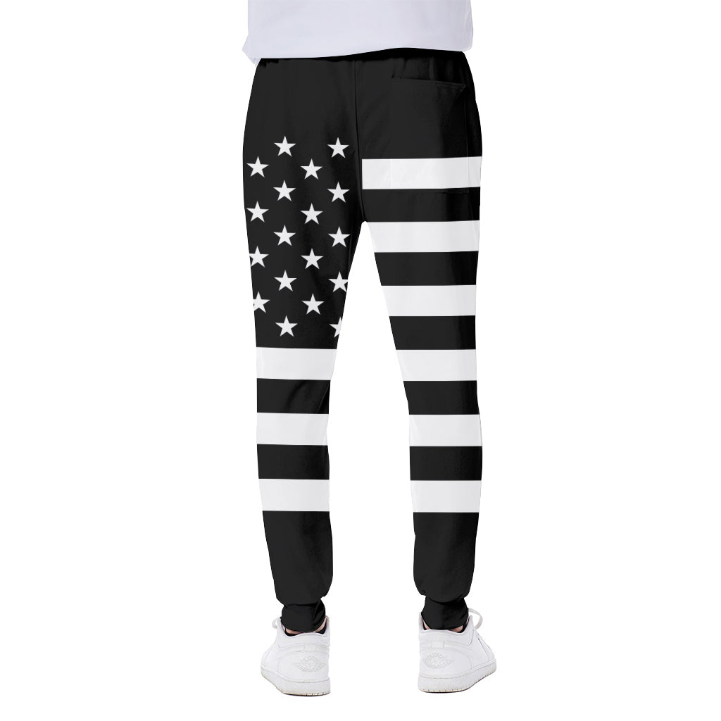Black American Flag Print Scuba Joggers