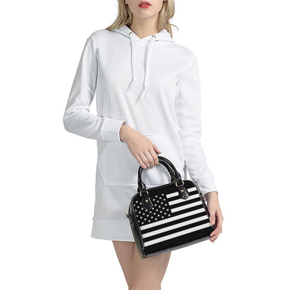 Black American Flag Print Shoulder Handbag