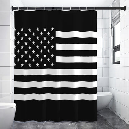 Black American Flag Print Shower Curtain