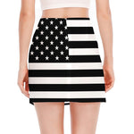 Black American Flag Print Side Slit Mini Skirt