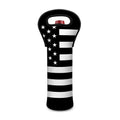Black American Flag Print Single Neoprene Wine Tote