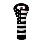Black American Flag Print Single Neoprene Wine Tote