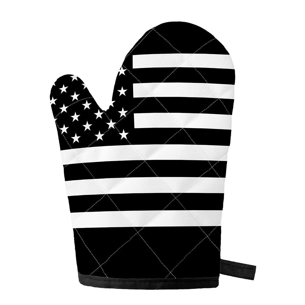 Black American Flag Print Single Oven Mitt