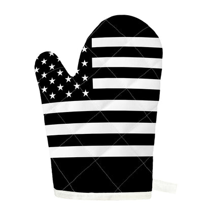 Black American Flag Print Single Oven Mitt