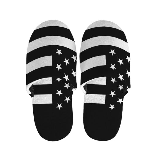 Black American Flag Print Slippers