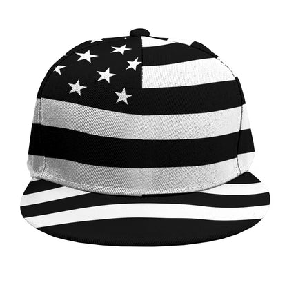 Black American Flag Print Snapback Cap