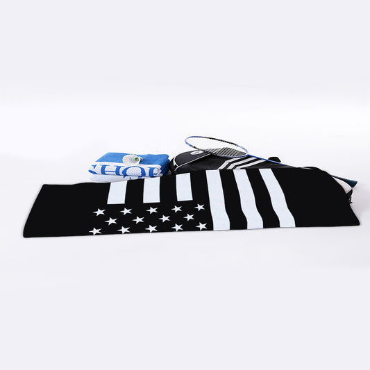 Black American Flag Print Sports Towel