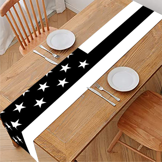 Black American Flag Print Table Runner
