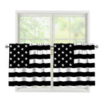 Black American Flag Print Tier Curtains
