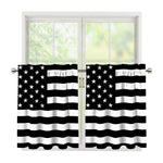 Black American Flag Print Tier Curtains