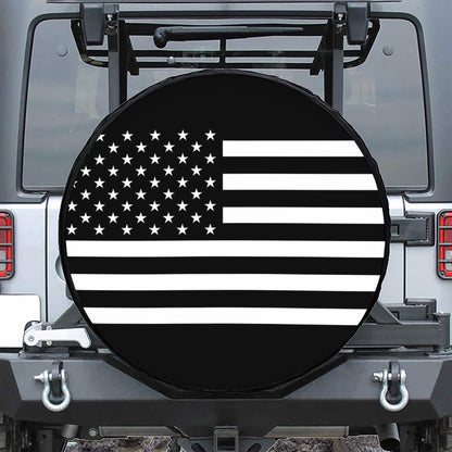 Black American Flag Print Tire Cover