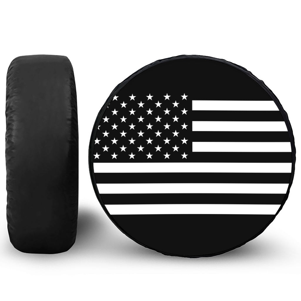 Black American Flag Print Tire Cover