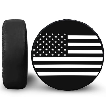 Black American Flag Print Tire Cover