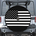 Black American Flag Print Tire Cover With Camera Hole