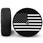 Black American Flag Print Tire Cover With Camera Hole