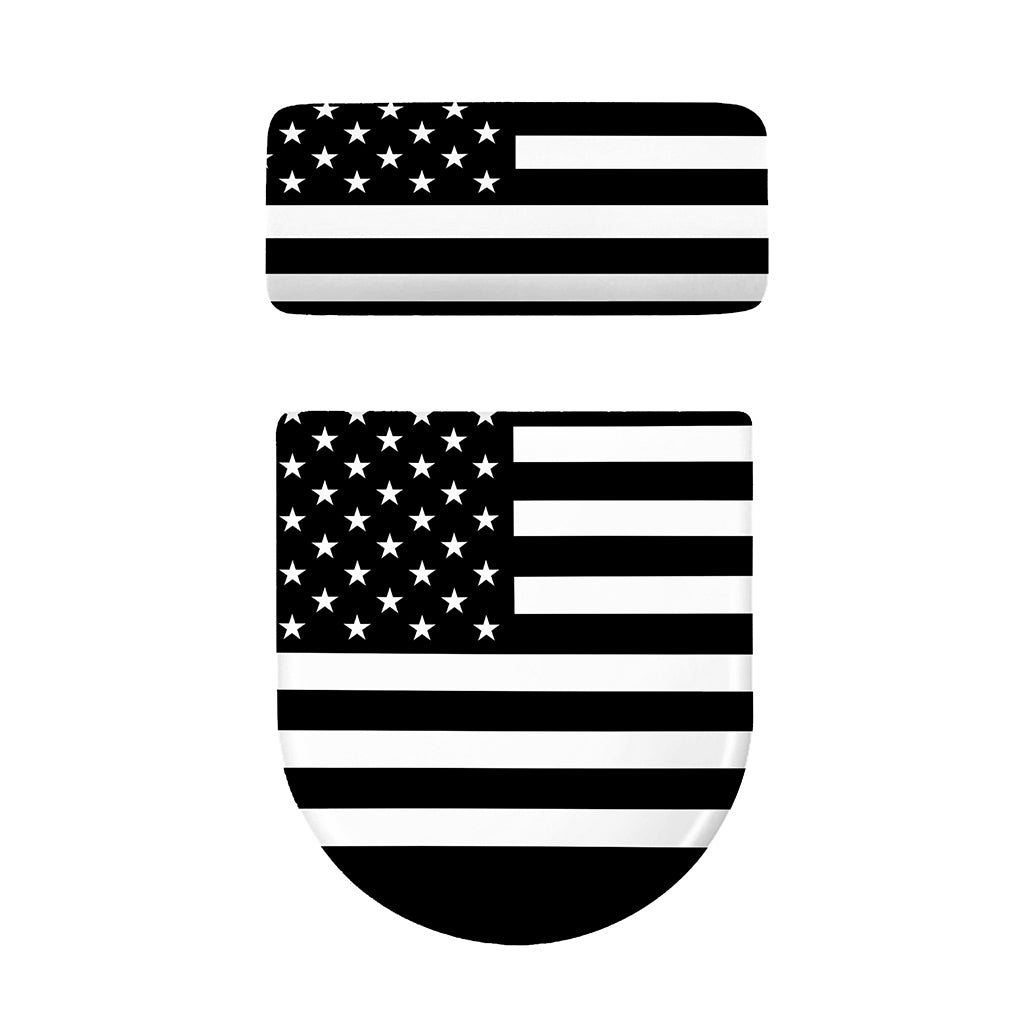 Black American Flag Print Toilet Lid And Tank Cover Set