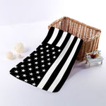 Black American Flag Print Towel