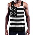 Black American Flag Print Men's Workout Tank Top