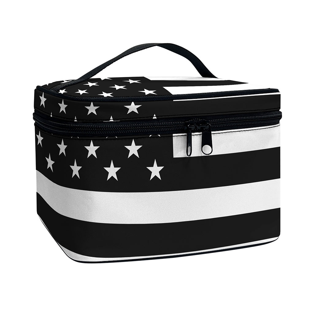 Black American Flag Print Travel Makeup Bag