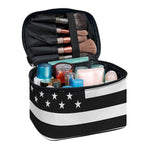 Black American Flag Print Travel Makeup Bag