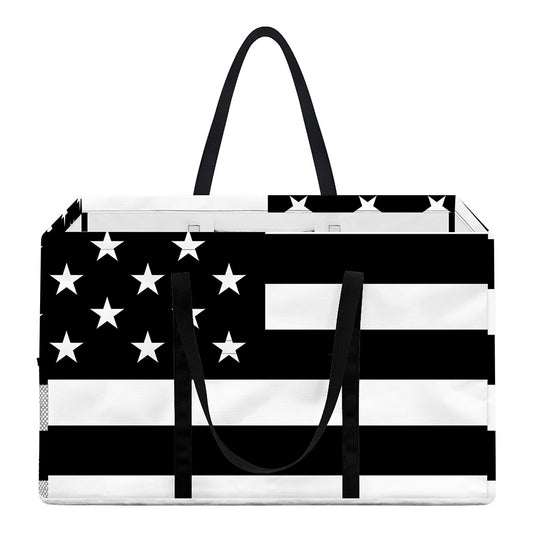Black American Flag Print Utility Tote Bag