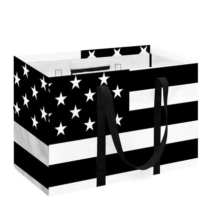Black American Flag Print Utility Tote Bag
