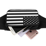 Black American Flag Print Waist Bag