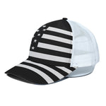 Black American Flag Print White Mesh Trucker Cap
