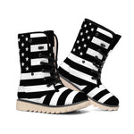 Black American Flag Print Winter Boots