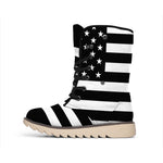Black American Flag Print Winter Boots