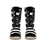 Black American Flag Print Winter Boots