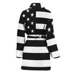 Black American Flag Print Women's Bathrobe
