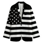 Black American Flag Print Women's Blazer