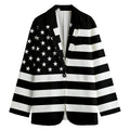 Black American Flag Print Women's Cotton Blazer