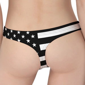 Black American Flag Print Women's Thong