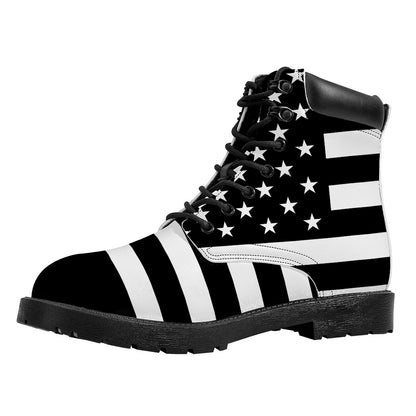 Black American Flag Print Work Boots