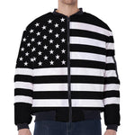 Black American Flag Print Zip Sleeve Bomber Jacket