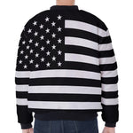 Black American Flag Print Zip Sleeve Bomber Jacket