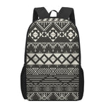 Black And Beige Aztec Pattern Print 17 Inch Backpack