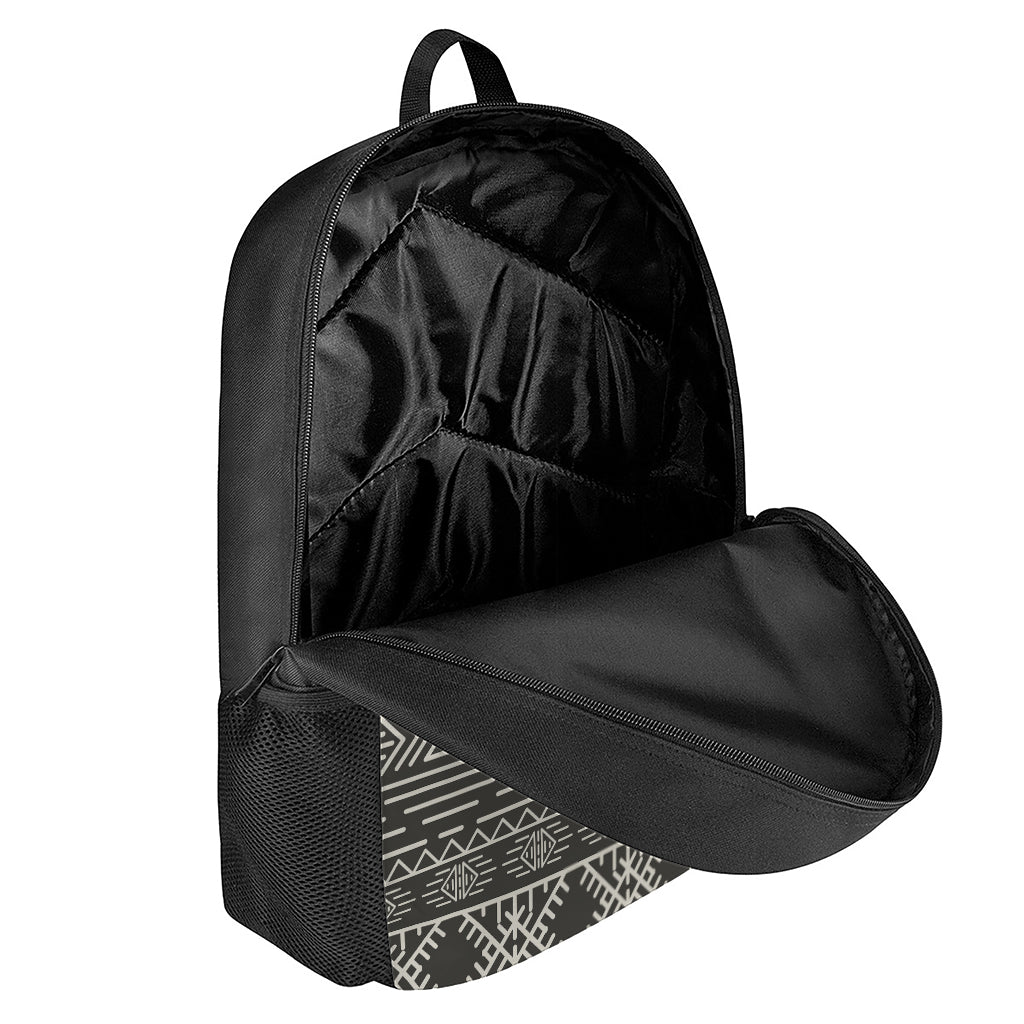 Black And Beige Aztec Pattern Print 17 Inch Backpack