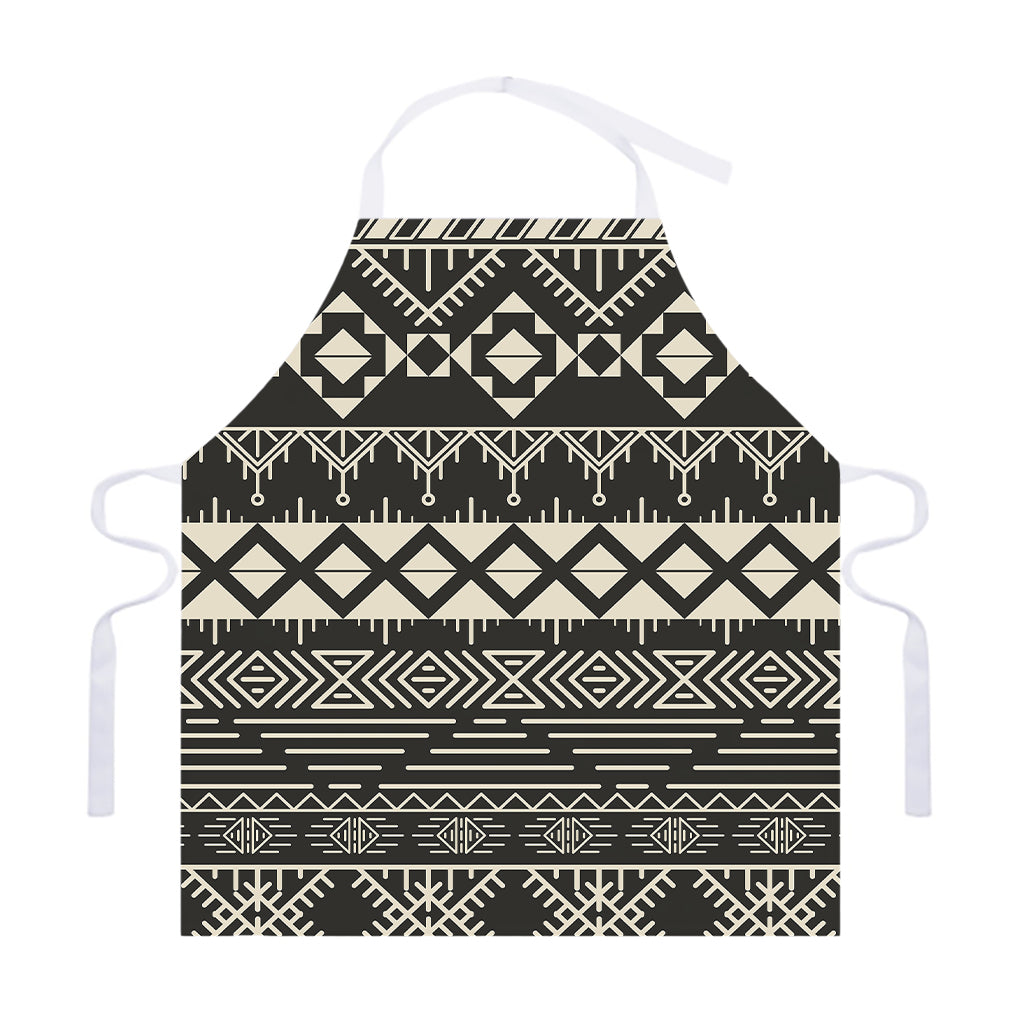 Black And Beige Aztec Pattern Print Adjustable Apron