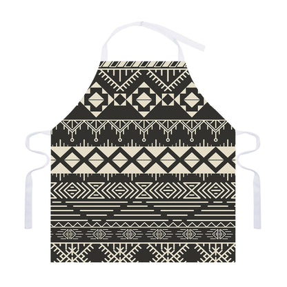 Black And Beige Aztec Pattern Print Adjustable Apron