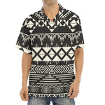 Black And Beige Aztec Pattern Print Aloha Shirt