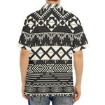 Black And Beige Aztec Pattern Print Aloha Shirt