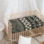 Black And Beige Aztec Pattern Print Baby Crib Sheet