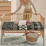 Black And Beige Aztec Pattern Print Baby Crib Sheet